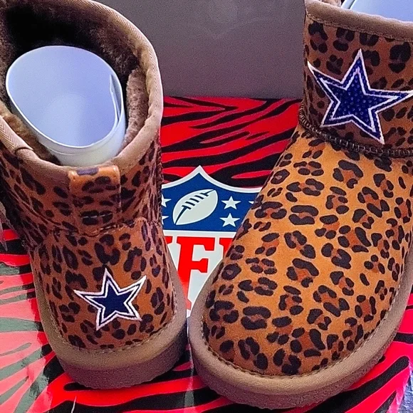 Officially Licensed NFL DALLAS COWBOYS Women's Leopard Bling Boot Size 7… - Picture 7 of 9